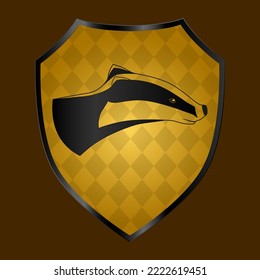 Shield with an badger. Vector illustration.