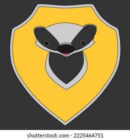 Shield with an badger. Vector illustration.