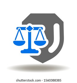 Shield balance symbol. Legal Justice Judge Logo. Lawyer law firm illustration.