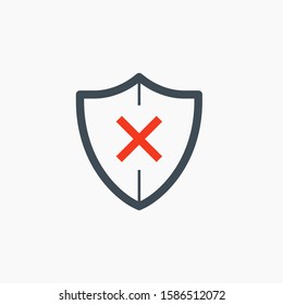 Shield with ban cross pixel perfect icon for web and app isolated on white background