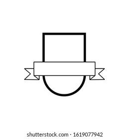 Shield with banner outline icon. Symbol, logo illustration for mobile concept and web design.