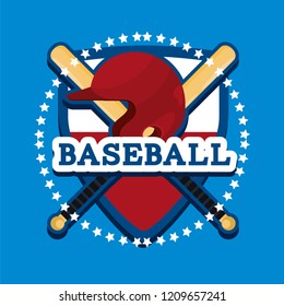 shield baseball emblem with helmet and bats