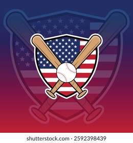 The Shield Baseball Logo with US Flag