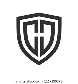 Shield Basic Outline Initial H Symbol Logo Design