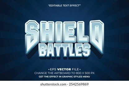 Shield battles editable text effect vector 3d for game 