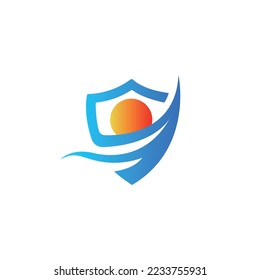 shield with beach waves and modern look