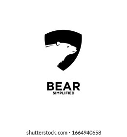 diseño del icono del logotipo del oso escudo vectores con fondo blanco aislado