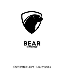 diseño del icono del logotipo del oso escudo vectores con fondo blanco aislado