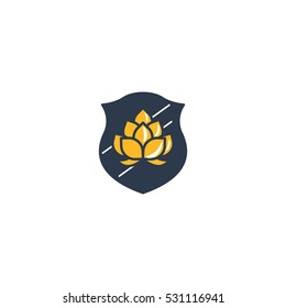 Shield Beer Vector Logo Design Element