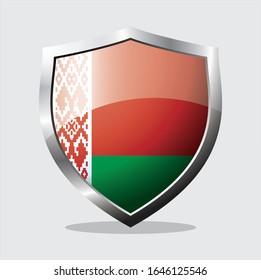 
shield of belarus country flag with a white background