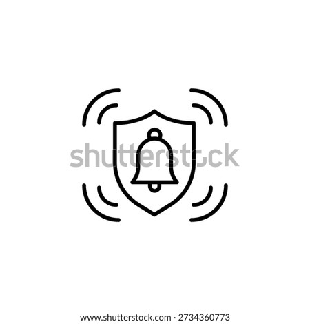 Shield With Bell Outline Icon Alert Security Notification Protection Symbol