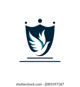 shield and bird logo icon design vector illustration