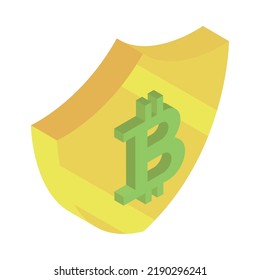 shield bitcoin fintech icon isolated
