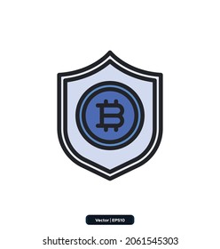 Shield Bitcoin icon. Protection and Security Icons Set. Cyber Security Icon Concept. Pixel perfect.