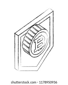 shield with bitcoin virtual isometric icon
