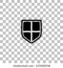 Shield. Black flat icon on a transparent background. Pictogram for your project