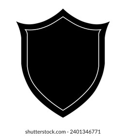 Shield black icon on white background