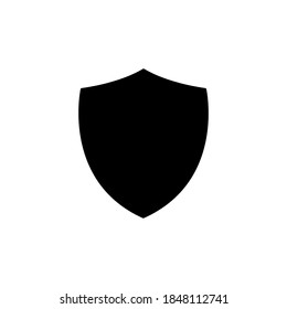Shield black icon. Shielding silhouette. Security and protector symbol isolated on white. Vector simple illustration.