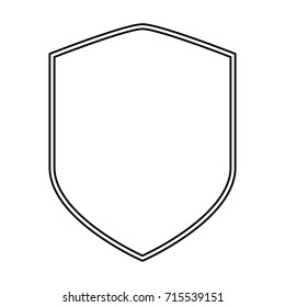 shield black silhouette and double contour vector illustration