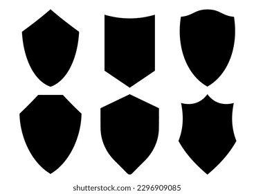 Shield black silhouette vector icon protect and security outline symbol. Linear style guard shield pictogram . Vector illustration.