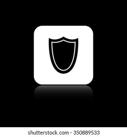 shield - black vector icon on the white button