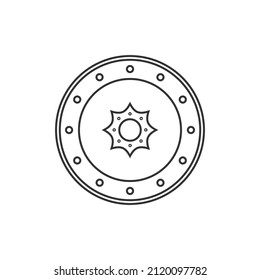Shield Black and White Icon in Outline Style on a White Background Suitable for Logo, Military, Security Icon. Isolated