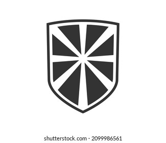 Shield black and white logo. Guarantee, insignia and guard symbol. Security vector icon.
