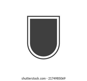 Shield black and white logo. Guarantee, insignia and guard symbol. Security vector icon.