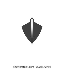 Shield and Blade Logo Vector Illustration