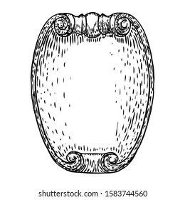 Shield. Blank hand drawing of old stone vintage frame banners. Engraving style. Vector.