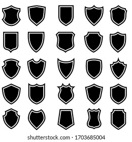 Juego de vectores de icono en blanco. colección de signos de ilustración de seguridad. Símbolo del premio Knight. insignias de época medieval reales aisladas.