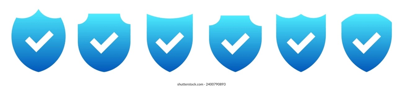 Shield blue check mark solid icon . Protection secure vector sign. Security and privacy symbol.