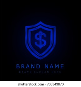 Shield blue chromium metallic logo