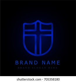 Shield blue chromium metallic logo