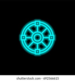 Shield blue glowing neon ui ux icon. Glowing sign logo vector
