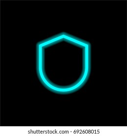 Shield blue glowing neon ui ux icon. Glowing sign logo vector