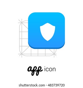 Shield Blue Mobile App UI/UX Button Corporate Logo / Icon Design