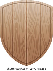 Shield board template. Wooden texture empty sign