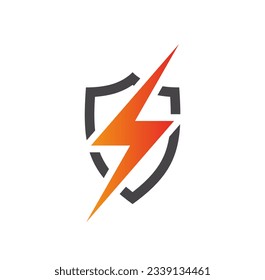 Shield bolt energy flash logo vector image