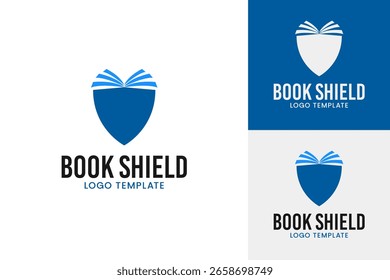 Shield with book education logo design template vector illustration