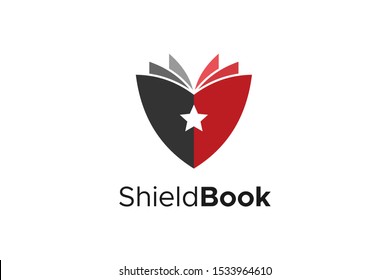 Shield Book logo Protection Security Education Logo Design