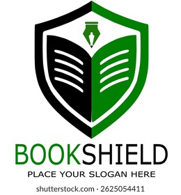 Educación de seguridad de protección de logotipo de libro de escudo