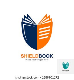 Shield book vector logo template. Suitable for business, web, education