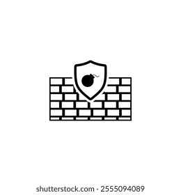 Shield and Boom icon. Internet security icon. Cyber security icon vector