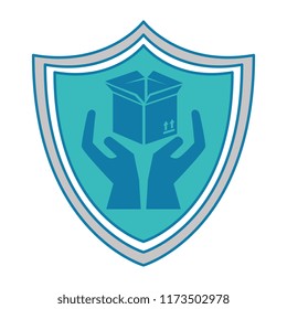 shield with box carton and hands protection