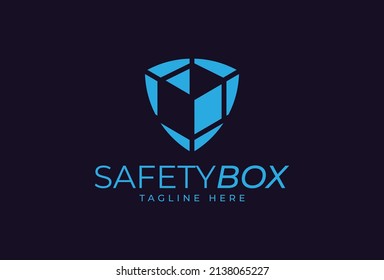 Shield Box Logo, Shield With Box Inside, Usable For Brand And Company Logos, Vector Illustration	