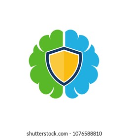 Shield Brain Logo Icon Design