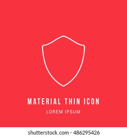 Shield Bright red material designed line thin flat icon / logo