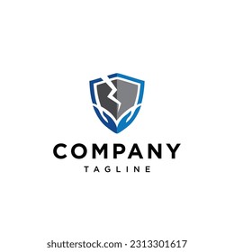 Shield Broken Care logo icon vector template.eps