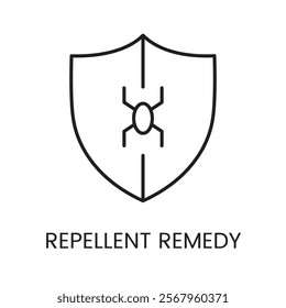 A shield with a bug icon in vector, symbolizing pest protection, with an editable stroke.